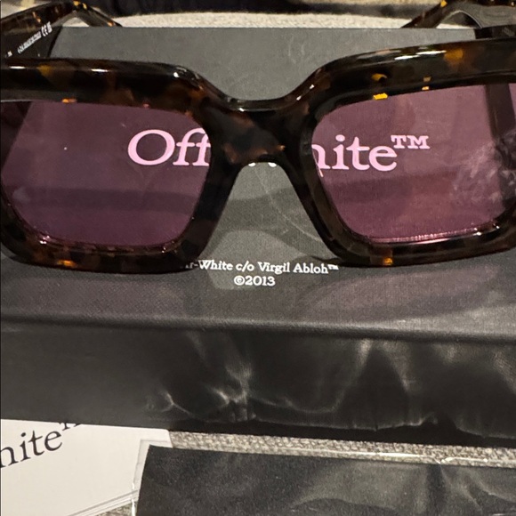 OFF WHITE MYSTIC RECTANGULAR TORTOISESHELL UNISEX SUNGLASSES. PINK LENSES. NEW main image 7